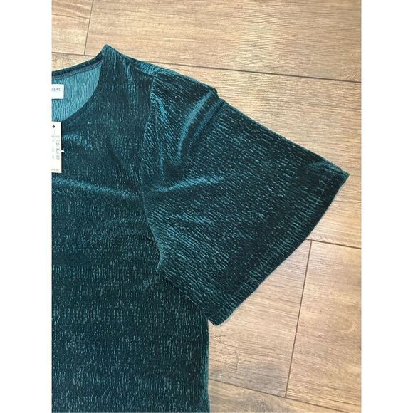 NWT MADEWELL TEXTURE & THREAD Crinkle Velvet Flutter Sleeve Top - Picture 3 of 5